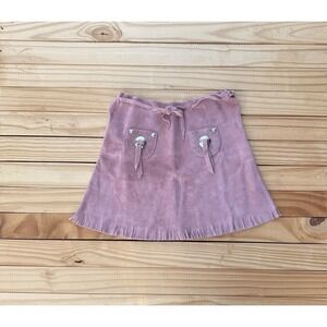 M&F Childrens Western Cowgirl Pink Leather Skirt Youth Large Little Outlaw‎